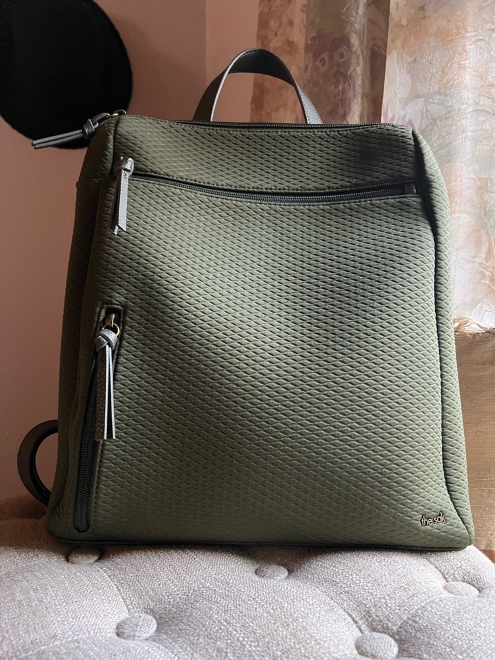 Quilted Olive Green The Sak Backpack - Picture 4 of 13